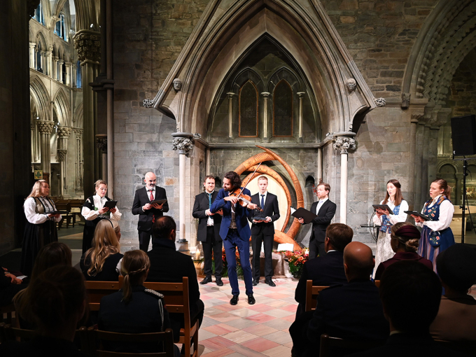 The Royal party was treated to a short concert by the Sami altar i Nidaros Cathedral. Photo: Sven Gj. Gjeruldsen, The Royal Court